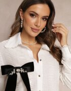 elsa.m by may Cămașă Albă cu Guler și Fundă cu Zirconii Mirabell