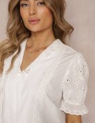elsa.m by may Cămașă albă cu mâneci bufanți și inserții din dantelă Rathima