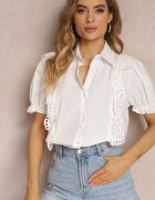 elsa.m by may Cămașă albă cu mâneci decorative și volane în față Johna