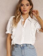 elsa.m by may Cămașă albă cu mâneci decorative și volane în față Johna