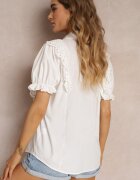 elsa.m by may Cămașă albă cu mâneci decorative și volane în față Johna