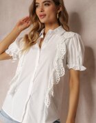 elsa.m by may Cămașă albă cu mâneci decorative și volane în față Johna