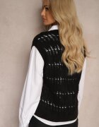 elsa.m by may Cămașă albă cu vestă pulover neagră tricotată Irithania