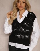 elsa.m by may Cămașă albă cu vestă pulover neagră tricotată Irithania