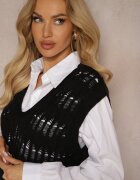 elsa.m by may Cămașă albă cu vestă pulover neagră tricotată Irithania