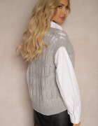 elsa.m by may Cămașă Albă cu Vestă tricotată tip pulover Gri Irithania