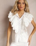 elsa.m by may Cămașă albă cu volane largi în față și pe umeri Clioni