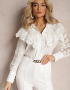 elsa.m by may Cămașă Albă cu Volane și Dantelă Nido