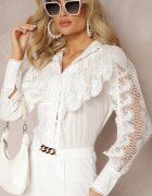 elsa.m by may Cămașă Albă cu Volane și Dantelă Nido