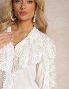 elsa.m by may Cămașă Albă cu Volane și Dantelă Nido
