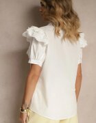 elsa.m by may Cămașă albă de dantelă cu mânecă scurtă și volane în față Audrea