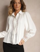 elsa.m by may Cămașă Albă din Dantelă cu Mâneci Lungi Haya
