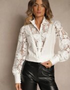 elsa.m by may Cămașă Albă Din Dantelă Încheiată Cu Nasturi Aneries