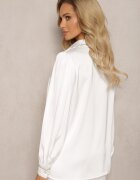 elsa.m by may Cămașă Albă din Satin cu zirconii și perle și guler Dokeria