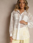 elsa.m by may Cămașă Albă din Țesătură Ajurată cu Buzunare Terista