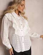 elsa.m by may Cămașă Albă Plumeti cu Volan și Fir Metalic Eutria