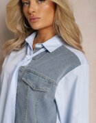elsa.m by may Cămașă Albastră cu Inserție din denim în față și Cravată inclusă Mirelles