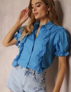 elsa.m by may Cămașă Albastră cu mâneci ornamentate și volane în față John