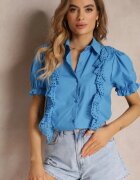 elsa.m by may Cămașă Albastră cu mâneci ornamentate și volane în față John