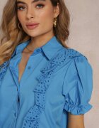 elsa.m by may Cămașă Albastră cu mâneci ornamentate și volane în față John