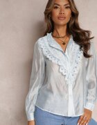 elsa.m by may Cămașă albastră cu nasturi cu dantelă decorativă Raneem