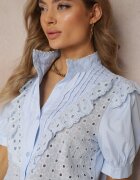 elsa.m by may Cămașă albastru deschis din țesătură de dantelă cu broderie și guler tunica Mardellia