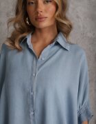 elsa.m by may Cămașă albastru deschis supradimensionată cu viscoză cu mâneci tip liliac 3/4 Cirithe