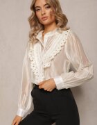 elsa.m by may Cămașă bej cu nasturi cu dantelă decorativă Raneem