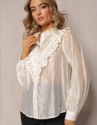elsa.m by may Cămașă bej cu nasturi cu dantelă decorativă Raneem