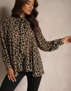 elsa.m by may Cămașă Bej Leopard Legată la gât Nevlore