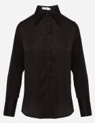 elsa.m by may Cămașă elegantă din țesătură din satin cu guler prelungit Joreja Neagră