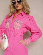 elsa.m by may Cămașă fucsia cu zirconii și perle ornamentale Quezia