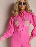elsa.m by may Cămașă fucsia cu zirconii și perle ornamentale Quezia