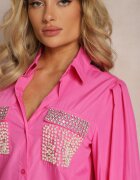 elsa.m by may Cămașă fucsia cu zirconii și perle ornamentale Quezia