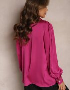 elsa.m by may Cămașă Fucsia din Satin cu Zirconii și Perle și Guler Dokeria