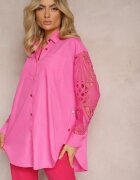 elsa.m by may Cămașă Fucsia Lejeră cu Inserții Ajurate la Mâneci Nasira