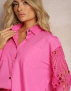 elsa.m by may Cămașă Fucsia Lejeră cu Inserții Ajurate la Mâneci Nasira