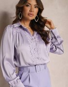 elsa.m by may Cămașă Mov cu inserții din dantelă și nasturi decorativi Herinna