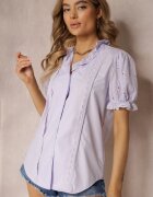 elsa.m by may Cămașă Mov cu Mâneci Bufante și Inserații de Dantelă Rathima