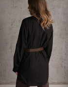 elsa.m by may Cămașă Neagră Bumbac-Vâscoză cu Croială Lungă Oversize cu Centură Tethys