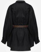 elsa.m by may Cămașă Neagră Bumbac-Vâscoză cu Croială Lungă Oversize cu Centură Tethys