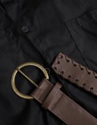 elsa.m by may Cămașă Neagră Bumbac-Vâscoză cu Croială Lungă Oversize cu Centură Tethys