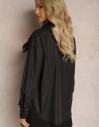 elsa.m by may Cămașă Neagră Clasică cu Aplicație 3D cu Motiv Floral Xirena