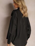 elsa.m by may Cămașă Neagră cu Croială Clasică cu Aplicație în Formă de Flori Neobba