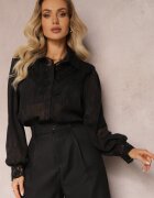 elsa.m by may Cămașă Neagră cu Fibră Metalică și Dantelă Knikkar
