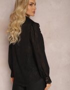 elsa.m by may Cămașă Neagră cu Fibră Metalică și Dantelă Knikkar