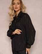 elsa.m by may Cămașă Neagră cu Fibră Metalică și Dantelă Knikkar