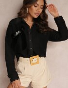 elsa.m by may Cămașă Neagră cu Guler și Fundă cu Zirconii Mirabell