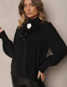 elsa.m by may Cămașă Neagră cu guler tunică floare și fundă Harivra