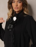 elsa.m by may Cămașă Neagră cu guler tunică floare și fundă Harivra